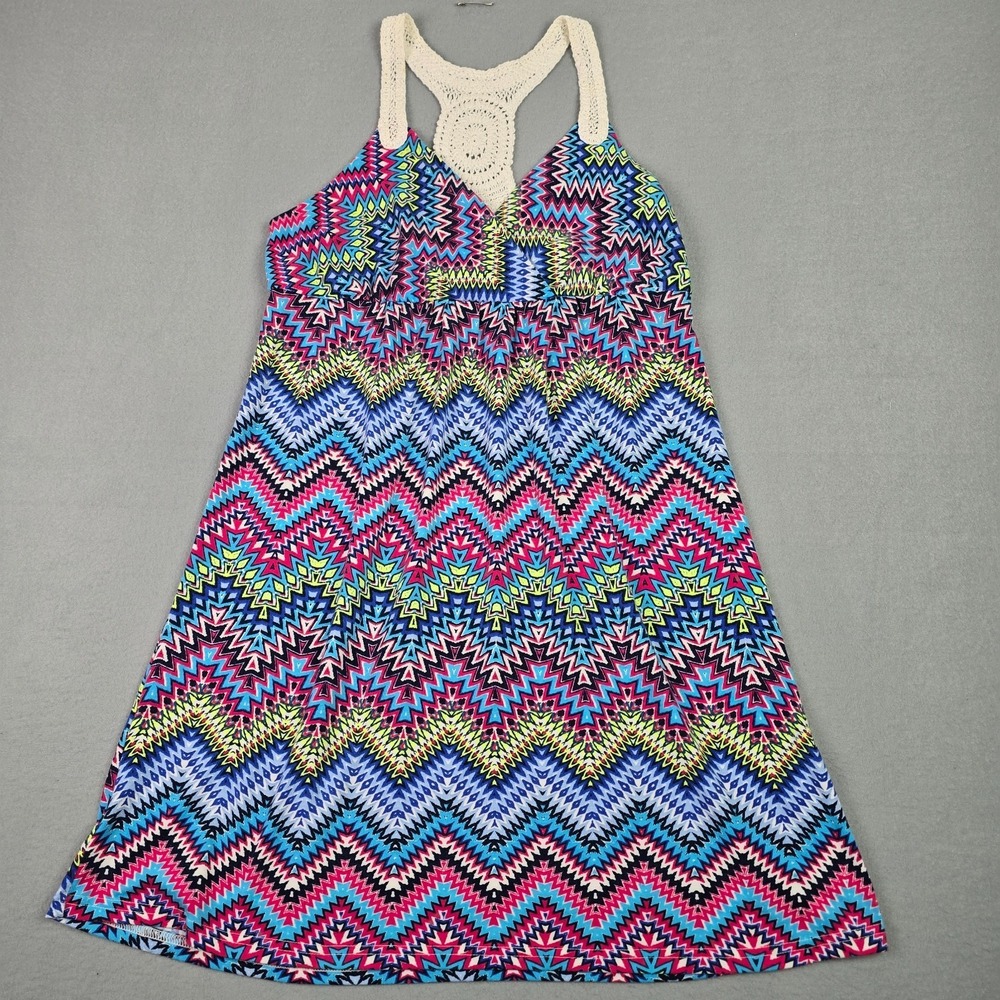 No Boundaries Girls Chevron Sundress Crochet Racerback‎ Multicolor Size L 11-13